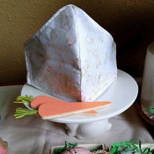 Bunny Picking Yellow Tulips Homemade Mask